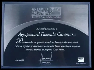 Prêmios — Premio Cliente Merial Garantia Saude Bem Estar Dos Animais Programa Soma Merial 2006